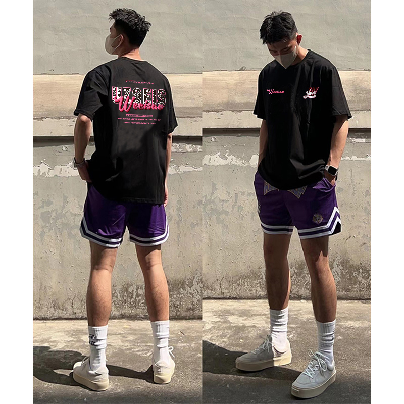 重磅纯棉短袖t恤男上衣复古