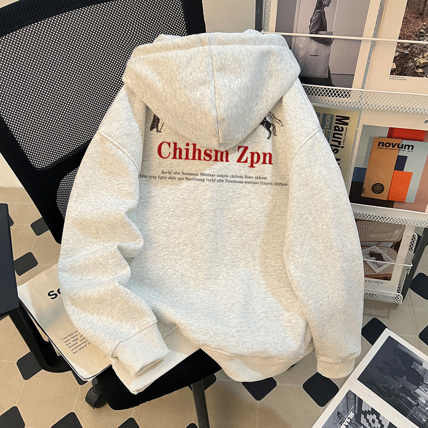 潮牌春秋季美式宽松连帽卫衣