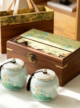 高档茶叶包装陶瓷茶叶罐礼盒密封罐空罐龙井碧螺春茶叶储存罐送礼