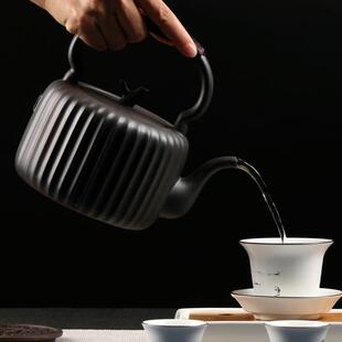 陶壶煮茶壶 日式 筋纹壶1.3升大号陶瓷煮茶器电陶炉烧水提梁泡茶壶