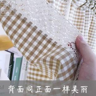卡其格厨房遮挡半帘宿舍遮挡杂物帘田园免打孔短帘隔断帘卧室门帘