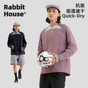 Rabbit House速干T恤男户外运动轻量保暖透气吸湿排汗半拉链长袖