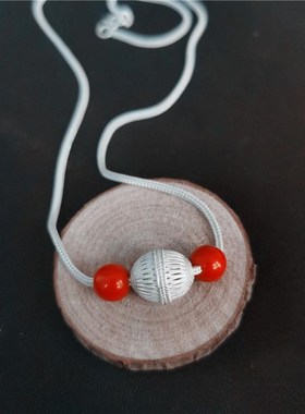 凉山彝族项链红珠男女情侣戒指手工复古特色民Q族风耳饰首饰装饰