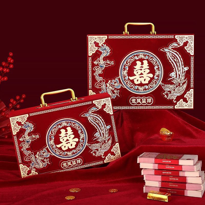 彩礼盒6万彩礼钱盒子r订婚彩礼箱现金彩礼盒结婚箱子10万聘金