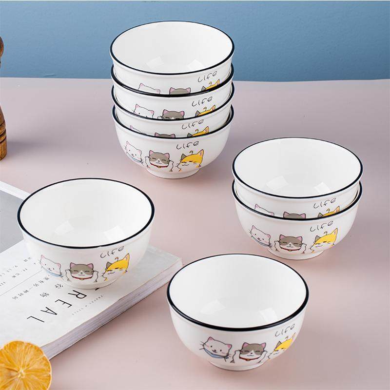 高质量陶瓷碗猫咪饭碗家用新款日式陶瓷米饭碗个性小碗高颜值面碗,餐饮具,碗,淘宝优惠券,粉丝福利购,淘宝优惠卷
