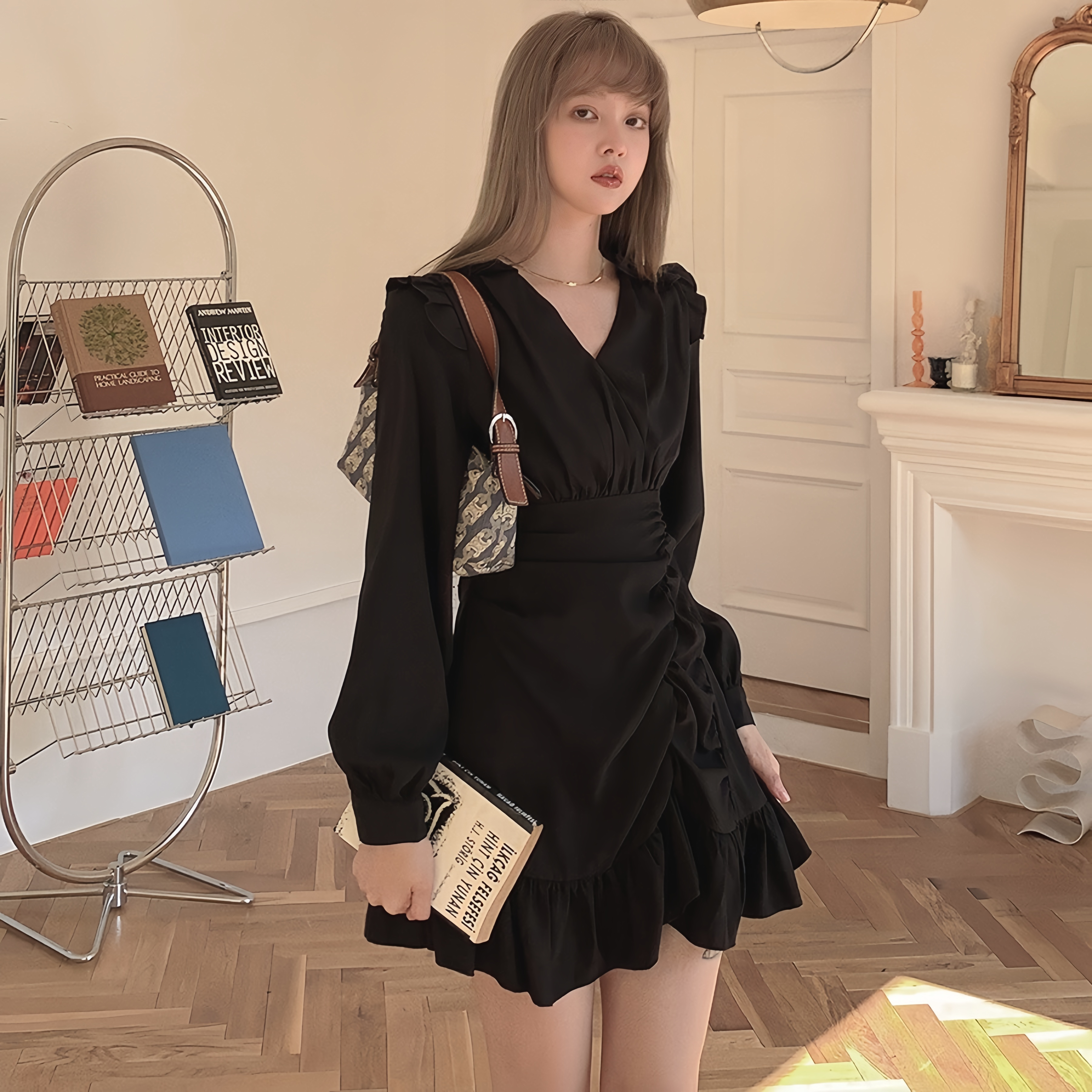 2H2026年春夏新款女装黑色无袖简约风格宽松版型连衣裙M