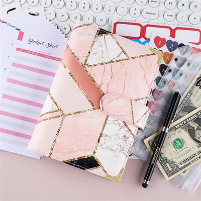 Money Savings Organizer Notebook A6 Pu Leather Budget Binder