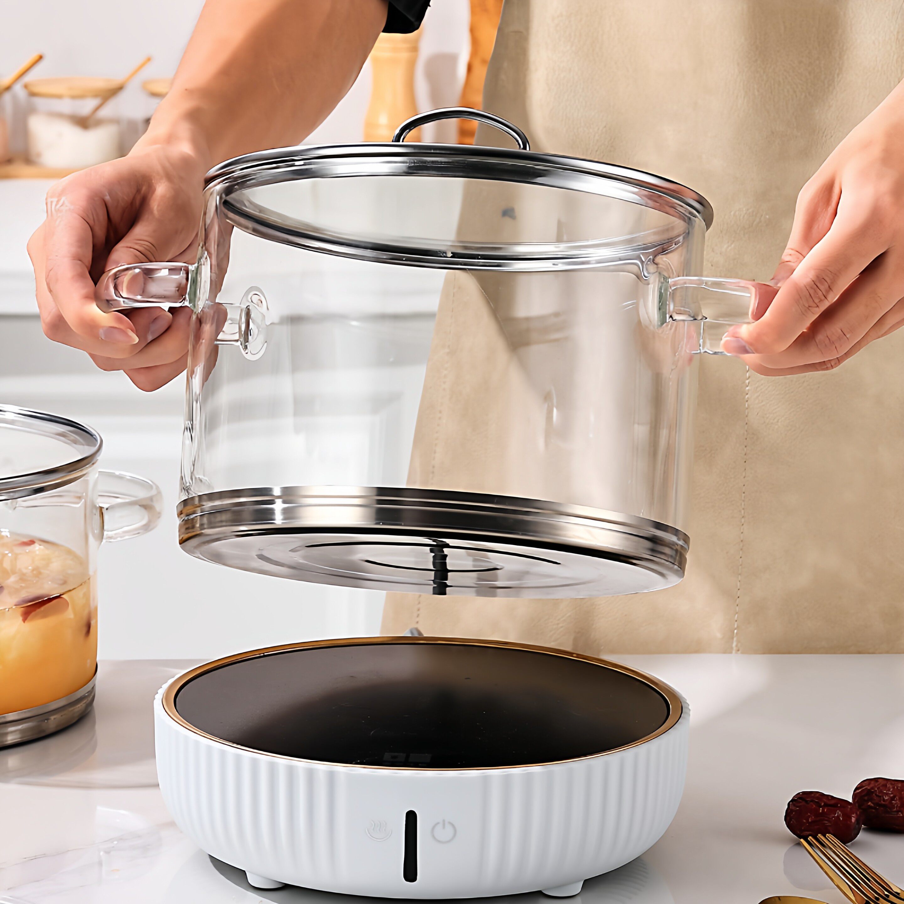 电磁炉可用玻璃汤锅耐高温高硼硅透明汤锅多用途厨房神器家用