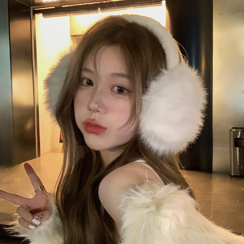 毛绒耳罩女冬季可爱白色