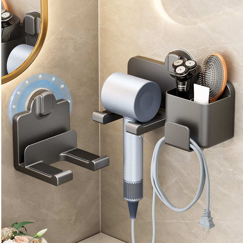 吸盘吹风机置物架适用徕芬戴森小米支架免打孔壁挂风筒绕线收纳架
