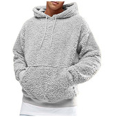 long 男士 sleeve Plush hoodie sweatshirt 纯色毛绒长袖 连帽卫衣