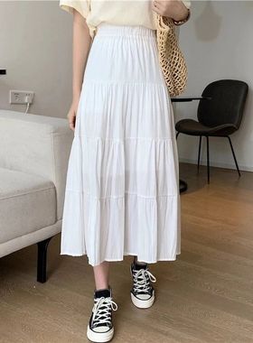 Literary style small fresh girl white skirt清纯范女生 半身裙