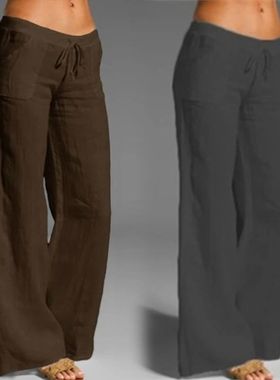 Women's low-rise casual straight-leg pants女士低腰休闲直筒裤