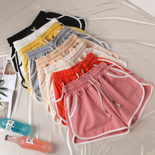 Heterochromatic hemming shorts for girls女生异色包边运动短裤
