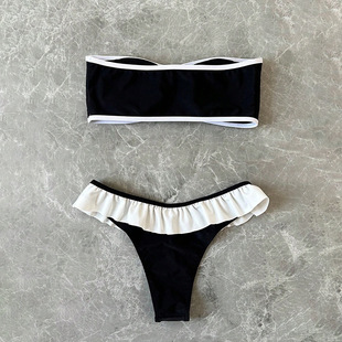 Ruffled Bandeau Beach Bikini荷叶边抹胸泳衣 沙滩温泉比基尼