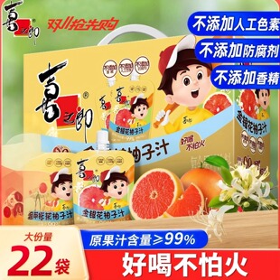 喜之郎金银花柚子汁22袋装儿童饮料开袋即饮送礼礼盒分享装解腻饮