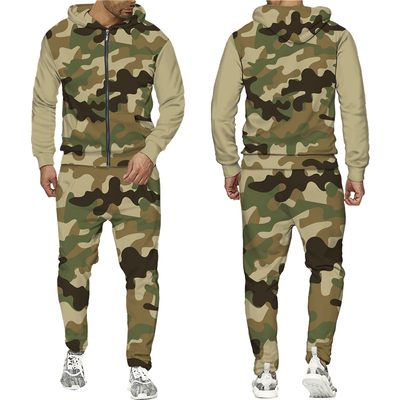 迷彩长袖连帽衫长裤套装