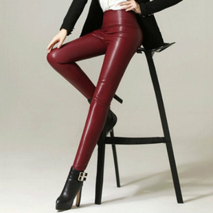 stretch high leather Solid trousers纯色高弹PU皮长裤 color