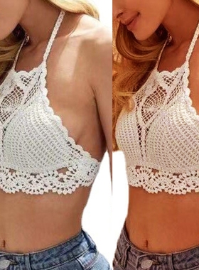 Hooked openwork openback holiday vest 度假风钩花镂空露背背心