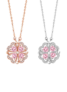 伊生爱心心相吸四叶草项链送女友