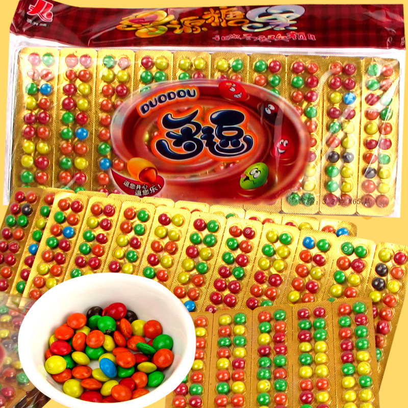 多逗巧克力豆脆皮夹心纽扣型代可可脂彩虹石头糖豆童(代可可脂)