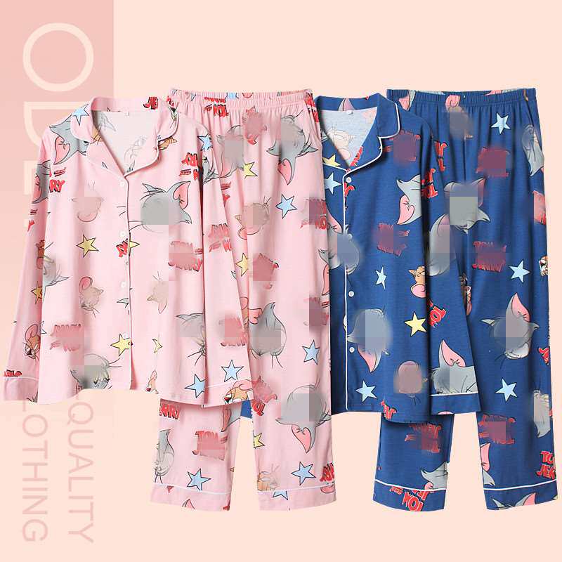 春秋新品纯棉可爱花边公主家居服 日系娃娃卡通情侣印花长袖睡衣