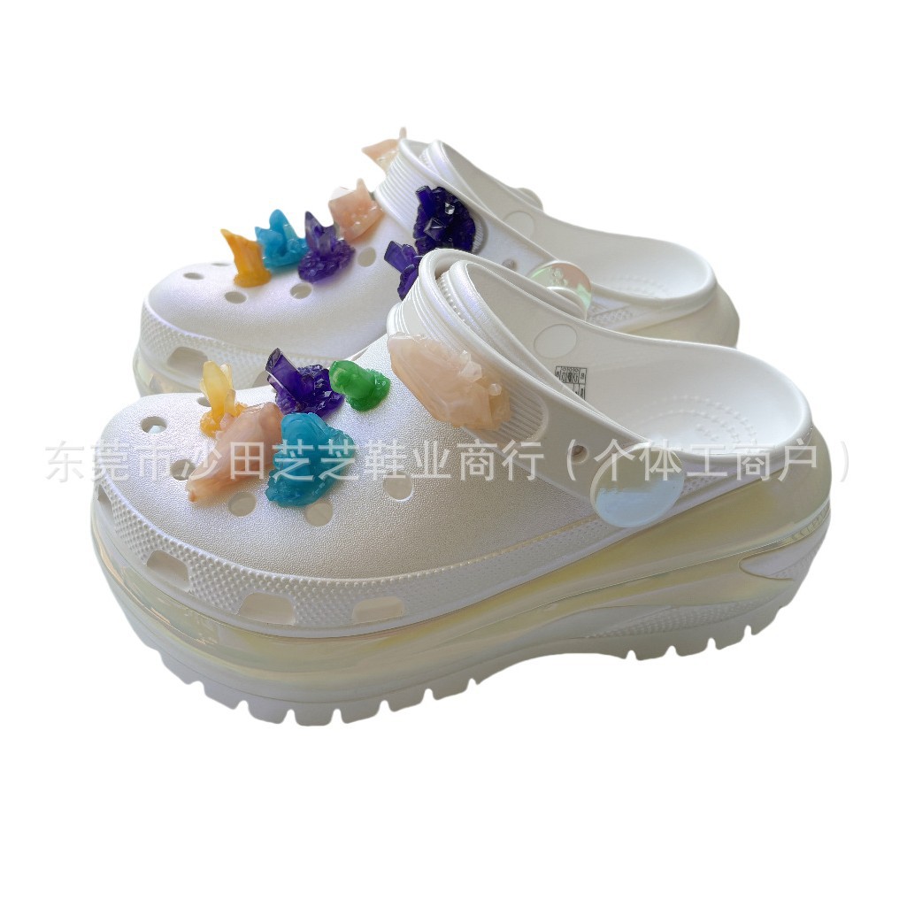cross新款洞洞鞋女鞋厚底增高光轮包头户外沙滩凉拖鞋207988