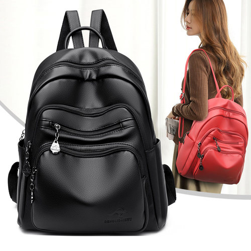 真皮双肩包女新款时尚