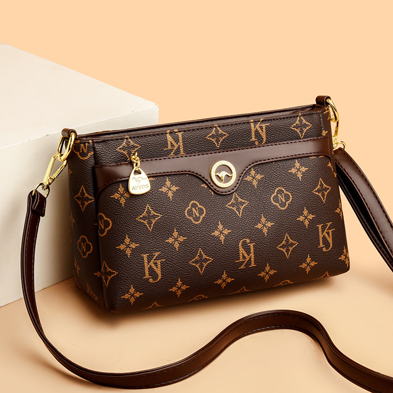 真皮女包2026新款潮时尚印花中年单肩妈妈包百搭软皮牛皮斜挎小包