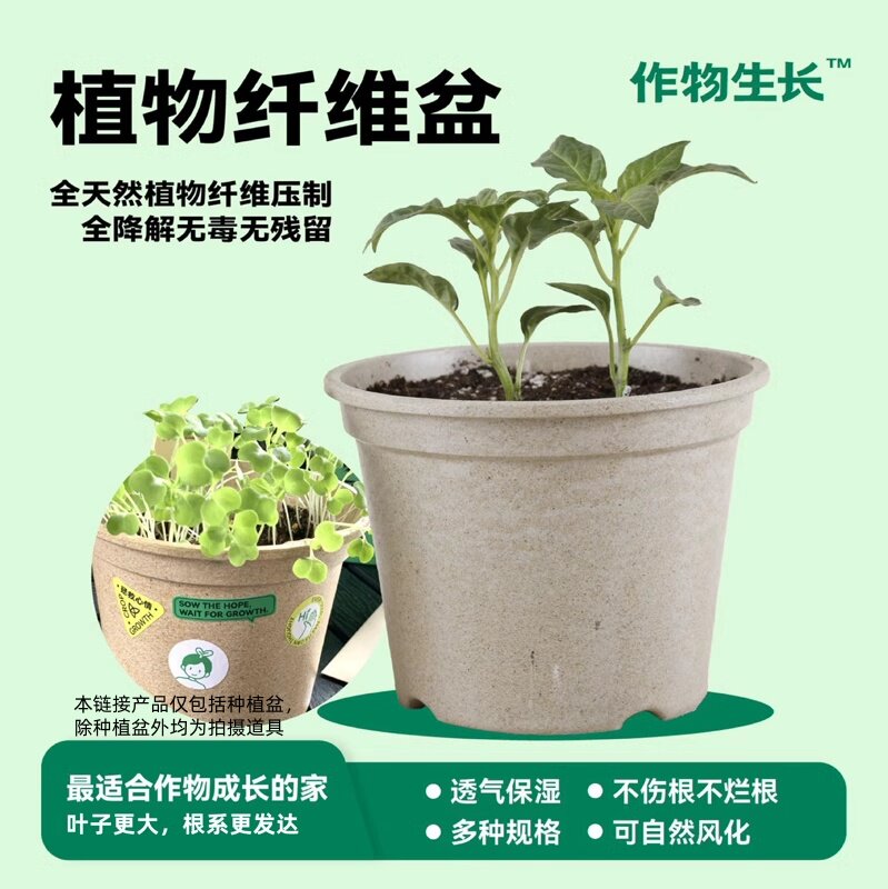 作物生长可降解种植盆大中小号绿色环保天然透气保水植物纤维花盆
