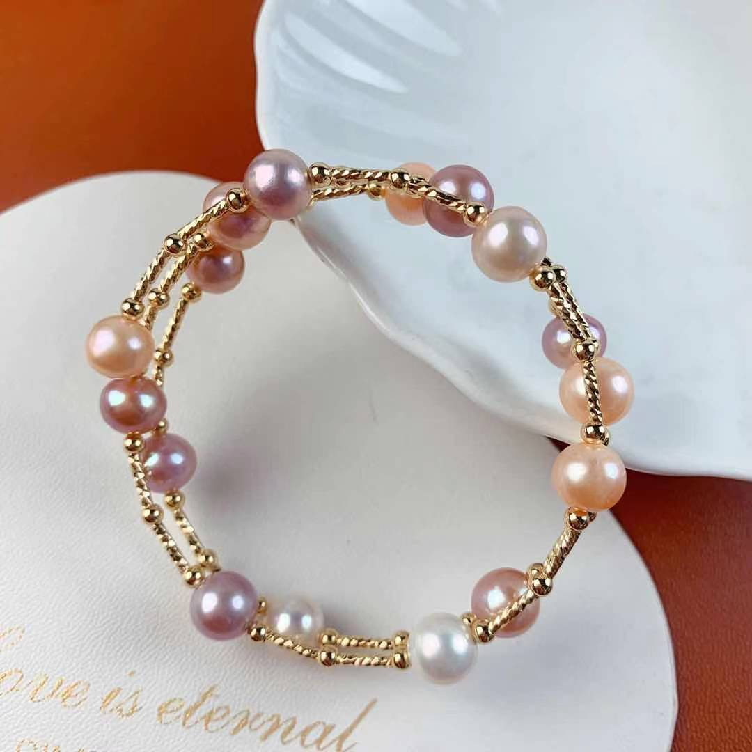 【来了就好】【Z2860】混彩淡水多圈珍珠手镯