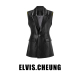 直线收腰枪驳领羊皮马甲马夹设计师 ELVIS.CHEUNG24春夏新品