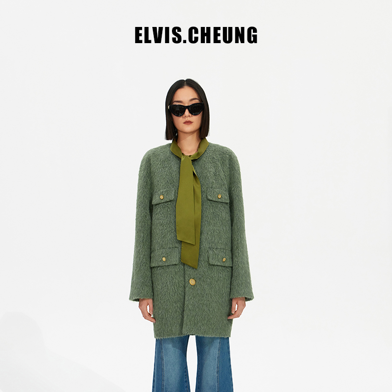 马海毛中长款大衣ELVIS.CHEUNG