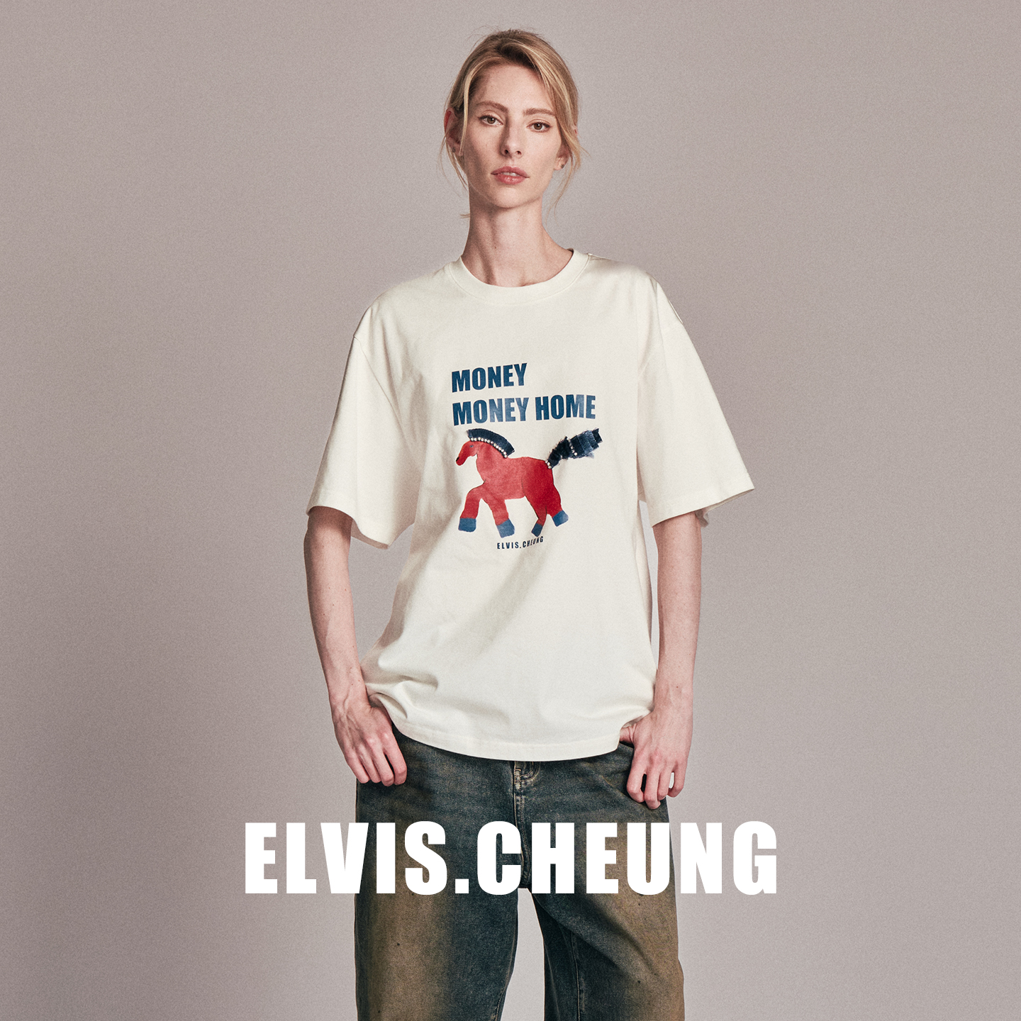 ELVIS.CHEUNG手工流苏印花T恤