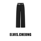 高腰显瘦女休闲长裤 ELVIS.CHEUNG25春夏新款 蕾丝鱼骨腰头阔腿裤