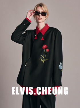 ELVIS.CHEUNG26贺岁绣花装饰中式精纺外套刺绣女宽松百搭显瘦上衣