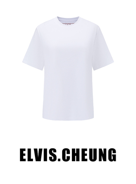 ELVIS.CHEUNG25春夏珍珠棉纯色短袖T恤女圆领宽松休闲百搭上衣