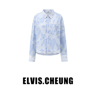 ELVIS.CHEUNG25春夏条纹阔版小领衬衫女长袖宽松休闲百搭上衣