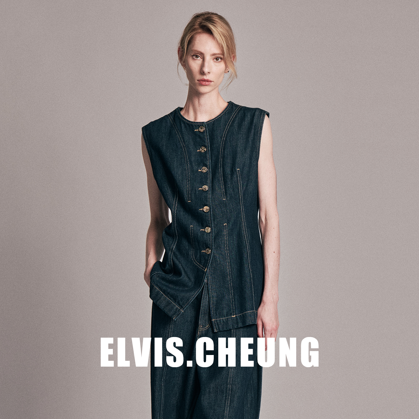 ELVIS.CHEUNG复古港风原色马甲