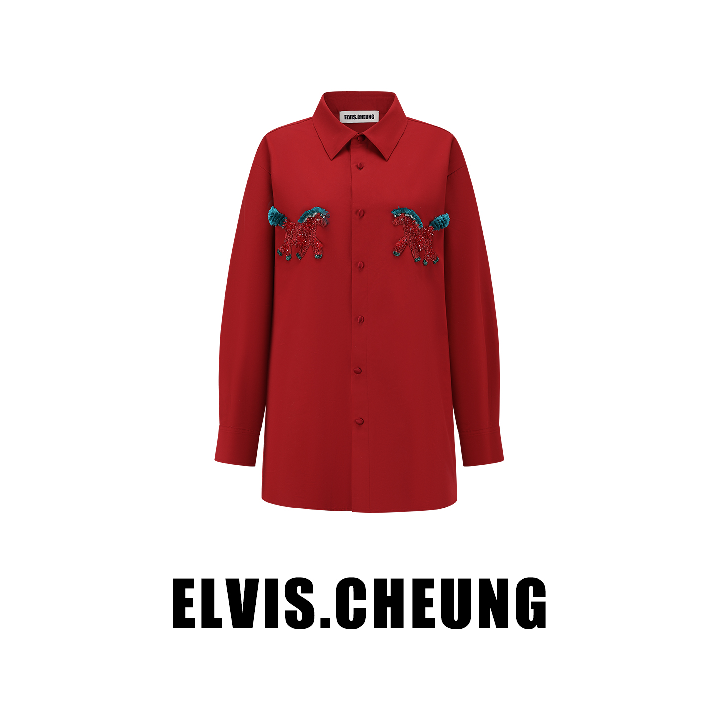 ELVIS.CHEUNG手工法绣翻领衬衫