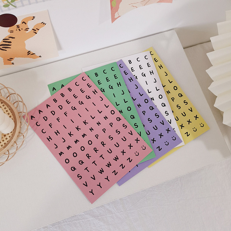 韩国ins风少女心英文字母数字彩色圆形贴纸手帐相册DIY装饰小贴画