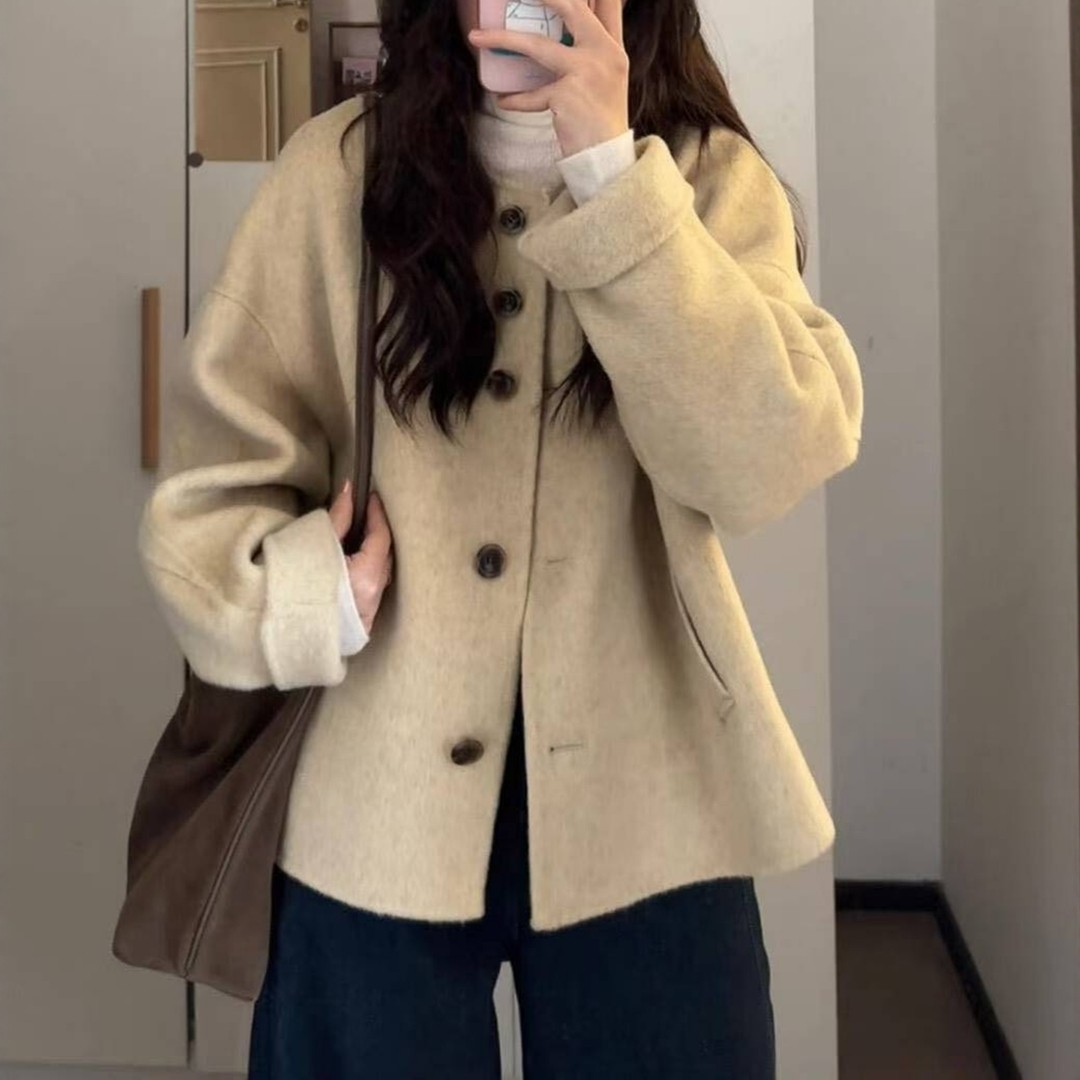 深冬独特超好看呢子大衣女入冬季2025新款毛呢外套小个子加厚短款