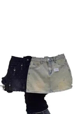 紧身辣妹新牛仔短裙提臀A字显瘦图片热裙实拍高腰6706高腰档口女