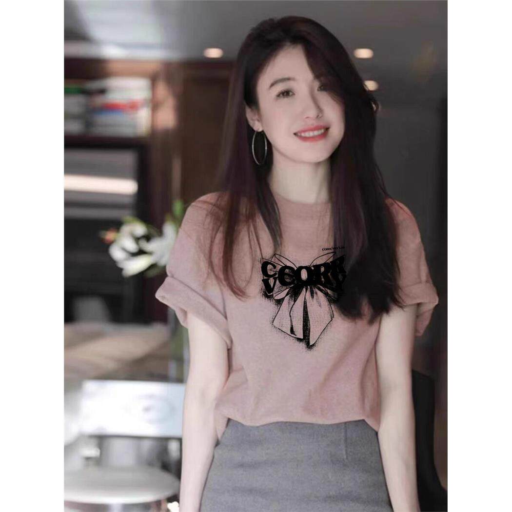 纯棉女2025夏季别致短袖t恤新款设计感小众修身显瘦T恤休闲 上衣