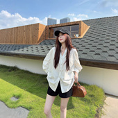 早秋翻领泡泡袖 白衬衫 气质收腰衬衣上衣女 会凹造型 2026年新款