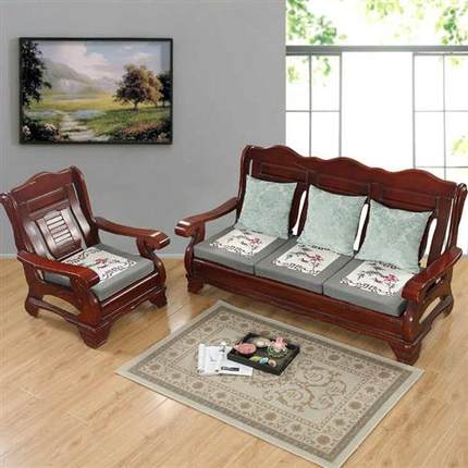 中式红木家具坐垫中国刺绣风实木海绵沙发垫套布艺防滑四季可拆洗