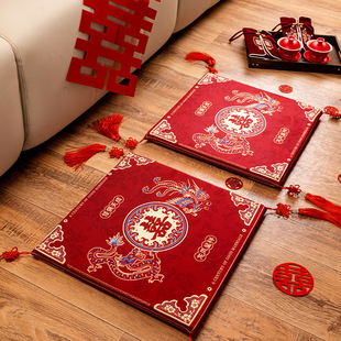 结婚跪垫敬茶坐福垫一对高级感敬酒跪拜红色喜垫新娘改口婚庆用品