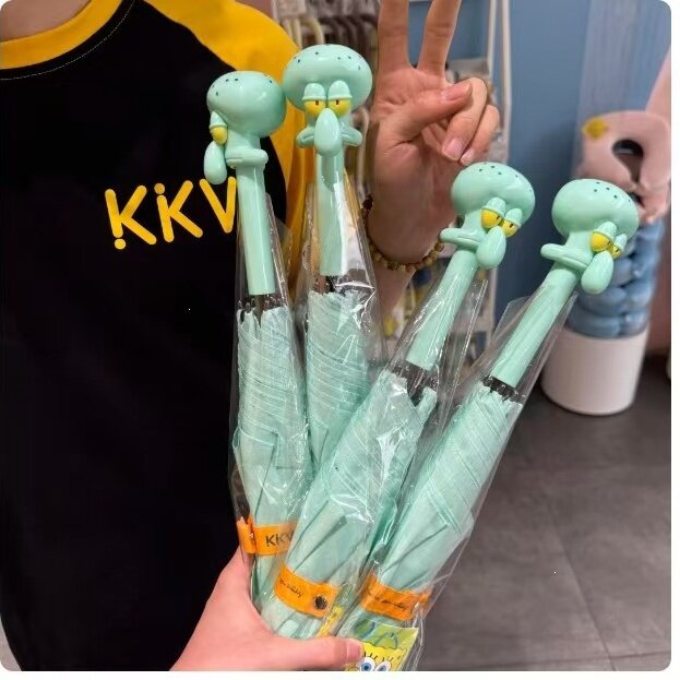章鱼哥造型三折伞海绵宝宝联名款可爱便携防晒雨伞创意潮流学生伞