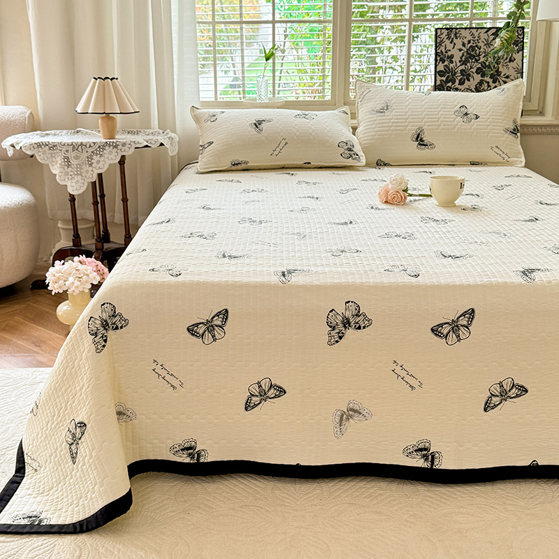 轻奢赫本亲肤云朵棉床盖三件套加厚床单夹棉单件床垫褥子四季通用