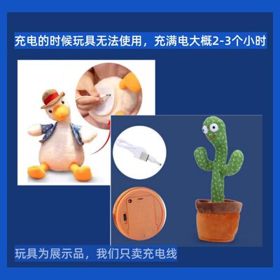 适用于会说话的仙人掌鸭子复读鸭玩具充电线充电器圆孔圆头通用